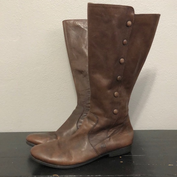 Born Shoes - Born Sage Brown Leather Tall Boots